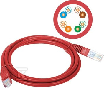 PATCH-CORD U/UTP KAT.5E PVC 2M CZERWONY