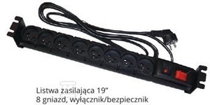 LISTWA ZASIL.19" 3M 8 GNIAZD - CZARNA