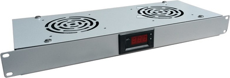 PANEL WENT. 19" 1U, 2X, TERMOSTAT, SZARY