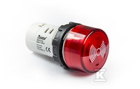 BUZZER MONOBL.220V AC PODŚW.CZERW.