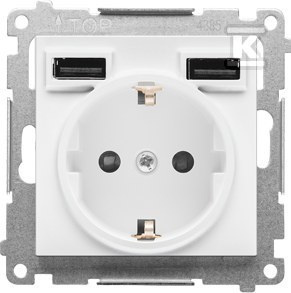 GN.SCHUKO+2XUSB BIAŁY MAT SIMON55