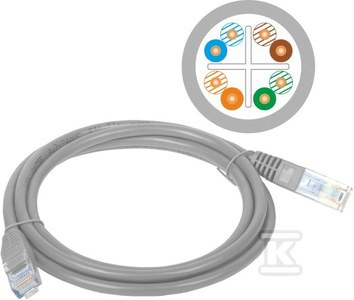 PATCH-CORD U/UTP KAT.6 PVC 3.0M SZARY