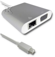 HUB 3.1 4W1/USB 3.0/VGA/RJ45/USB-C PD 92