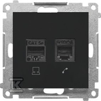 GN.KOMP.RJ45+TEL.RJ12 CZARNY MAT SIMON55
