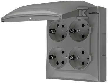 GN.4-KR.SCHUKO IP44 ZŁ.SZARY AQUACLICK
