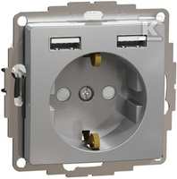 GN.SCHUKO+USB ALU SREBRNE SEDNA DES