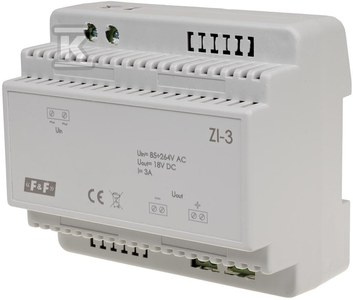 ZI-3-ZAS.IMP18VDC,85÷264V~,3A,50W,TH35