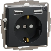 GN.SCHUKO+USB CZARNY ANTRACYT SEDNA DES