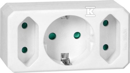 ROZGAŁĘŹNIK 2X2P+1X2P SCHUKO BIAŁY
