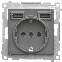 GN.SCHUKO+2XUSB GRAFIT.MAT SIMON55